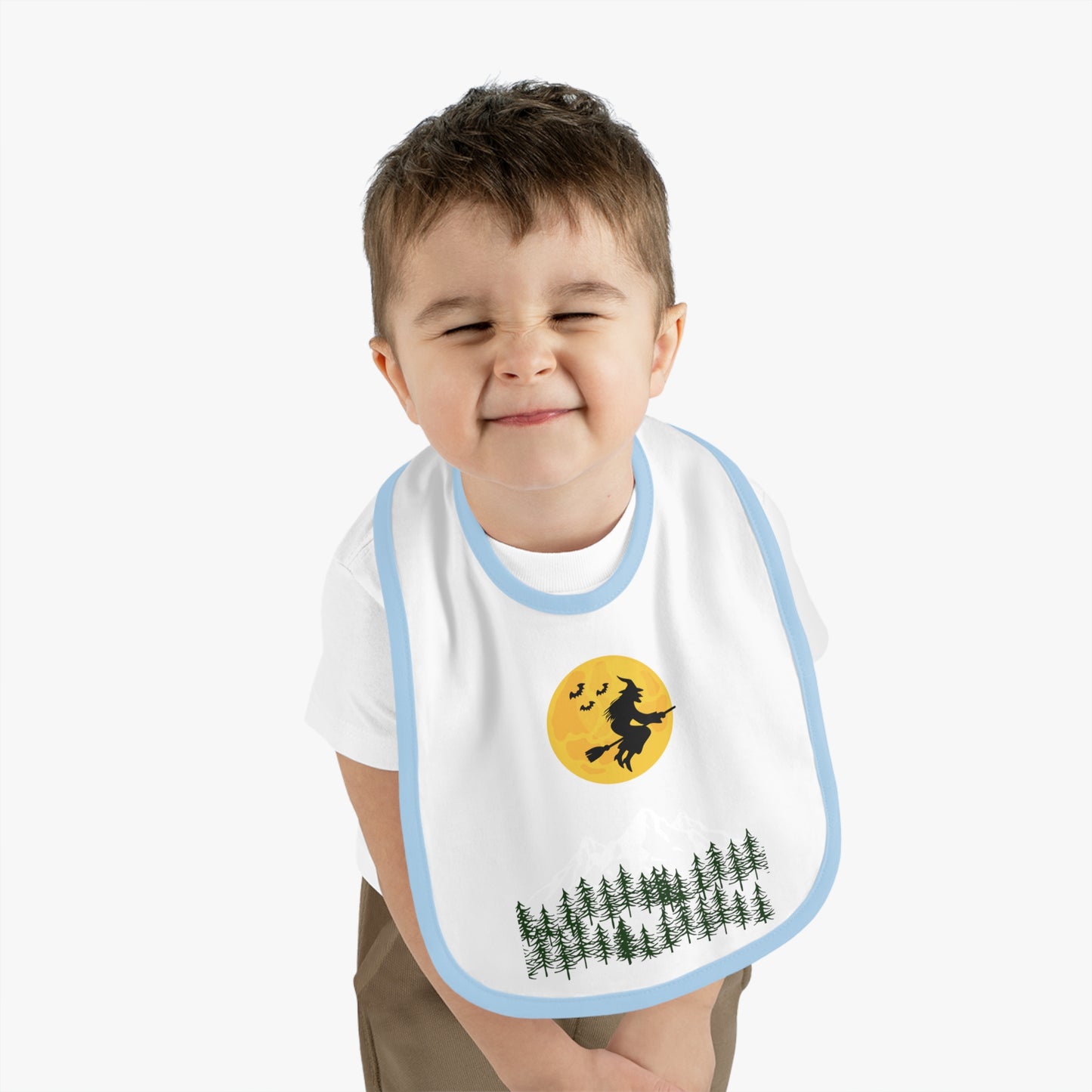 Happy Halloween, Baby Contrast Trim Jersey Bib