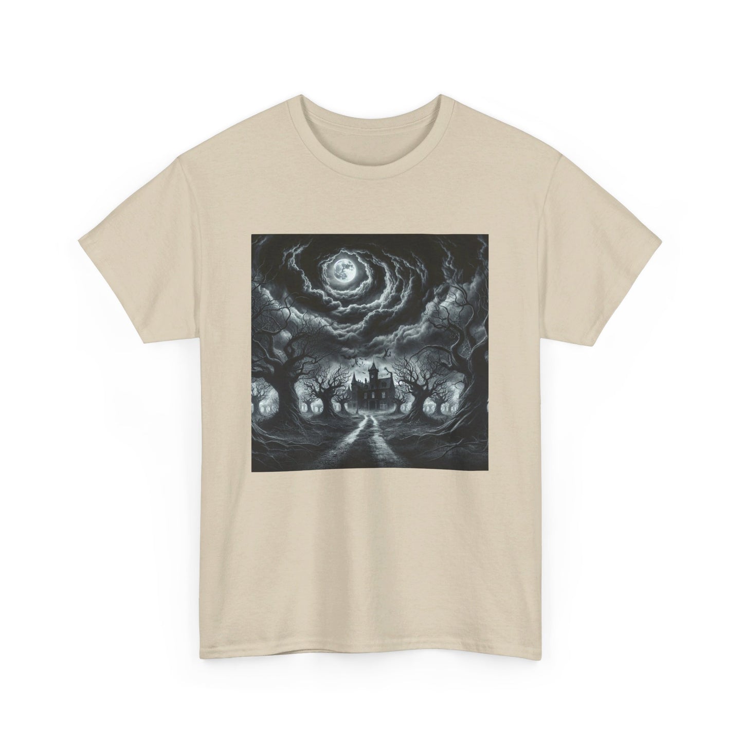 Haunted Halloween scene Unisex Heavy Cotton Tee