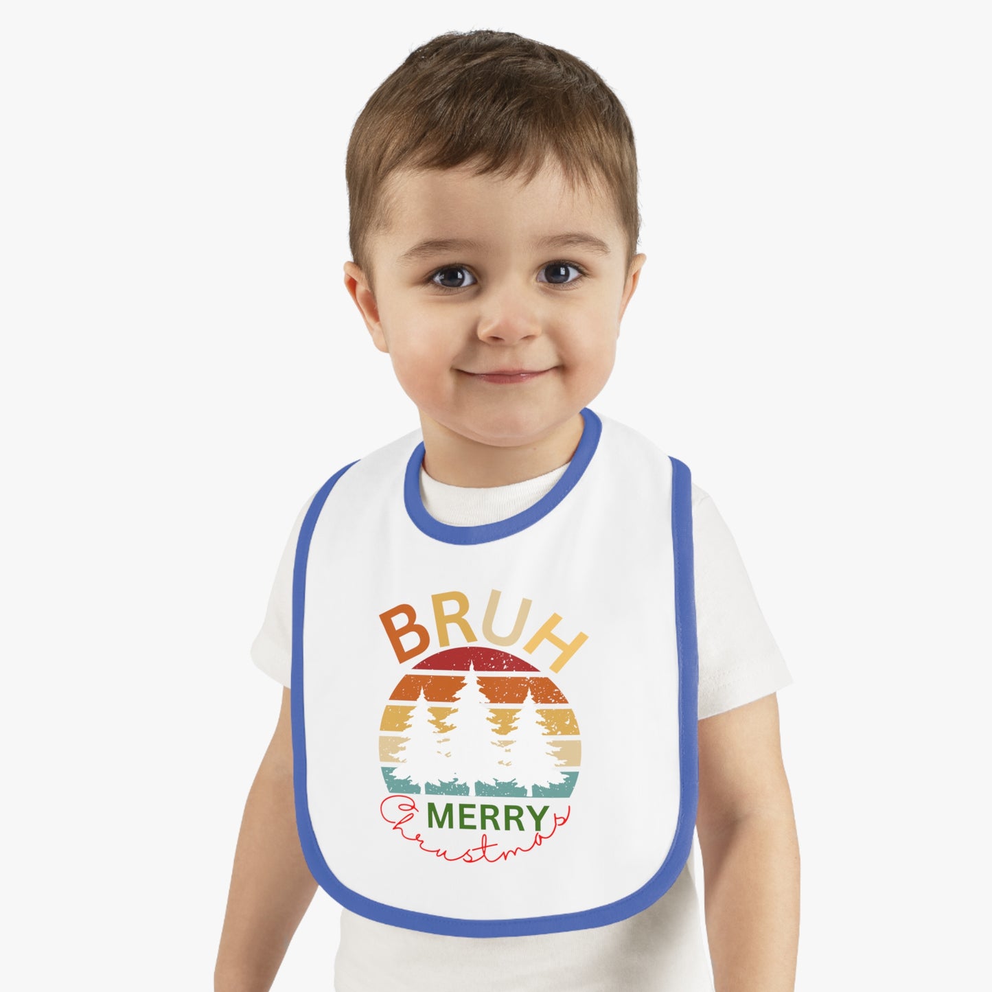 Merry Christmas, Baby Contrast Trim Jersey Bib