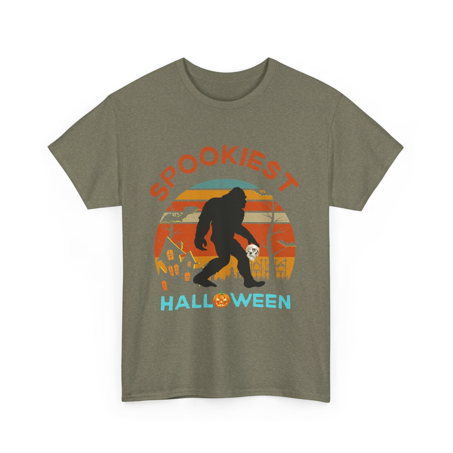 Halloween shirt with big foot carrying skull