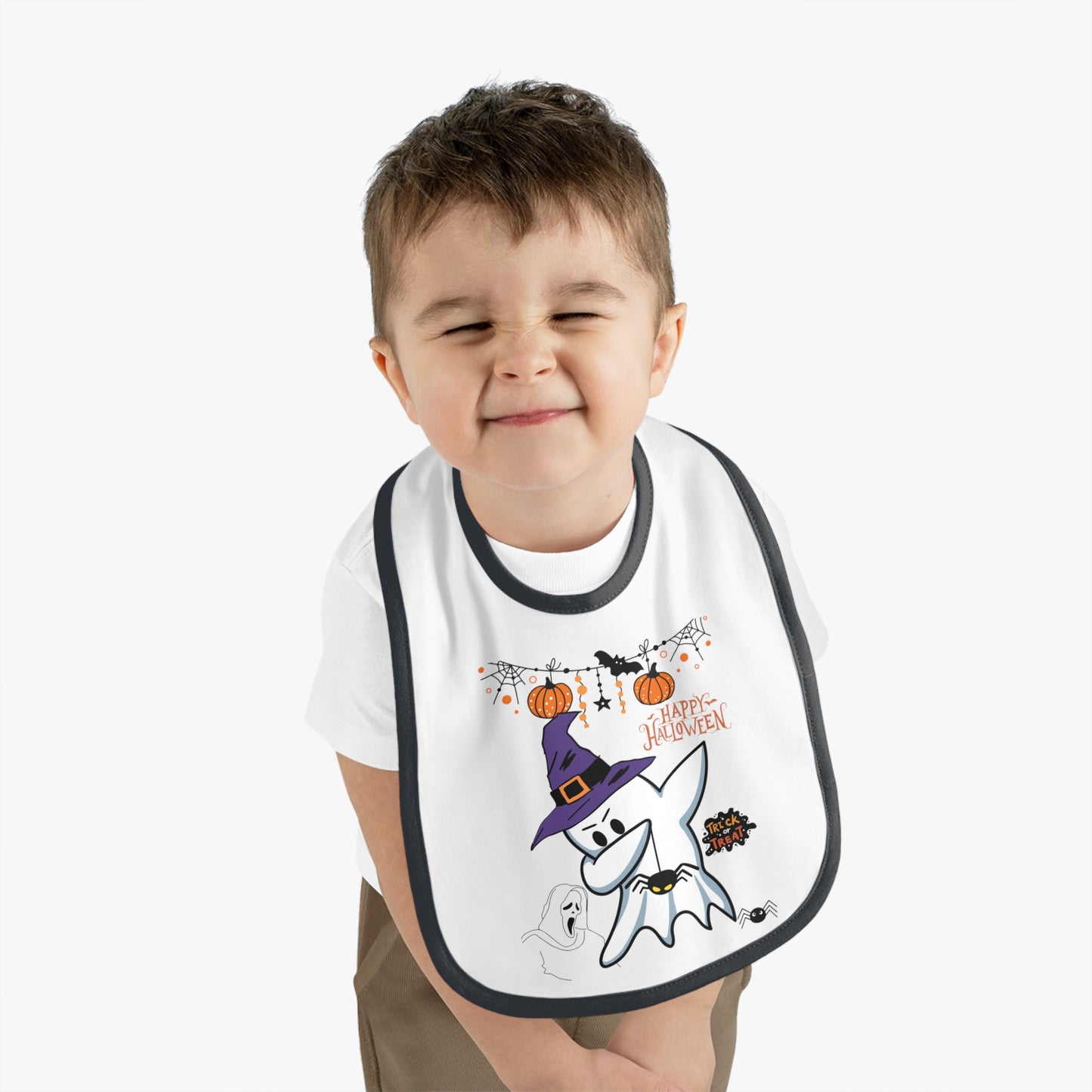 Ghost Dabbing, Baby Contrast Trim Jersey Bib