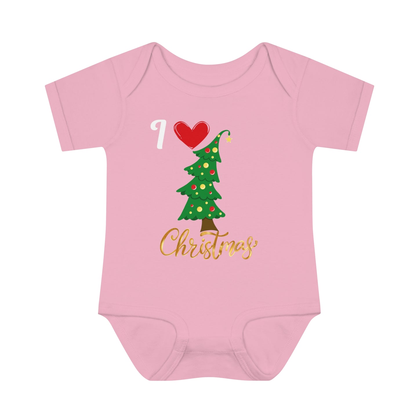 I love Christmas. Infant Baby Rib Bodysuit