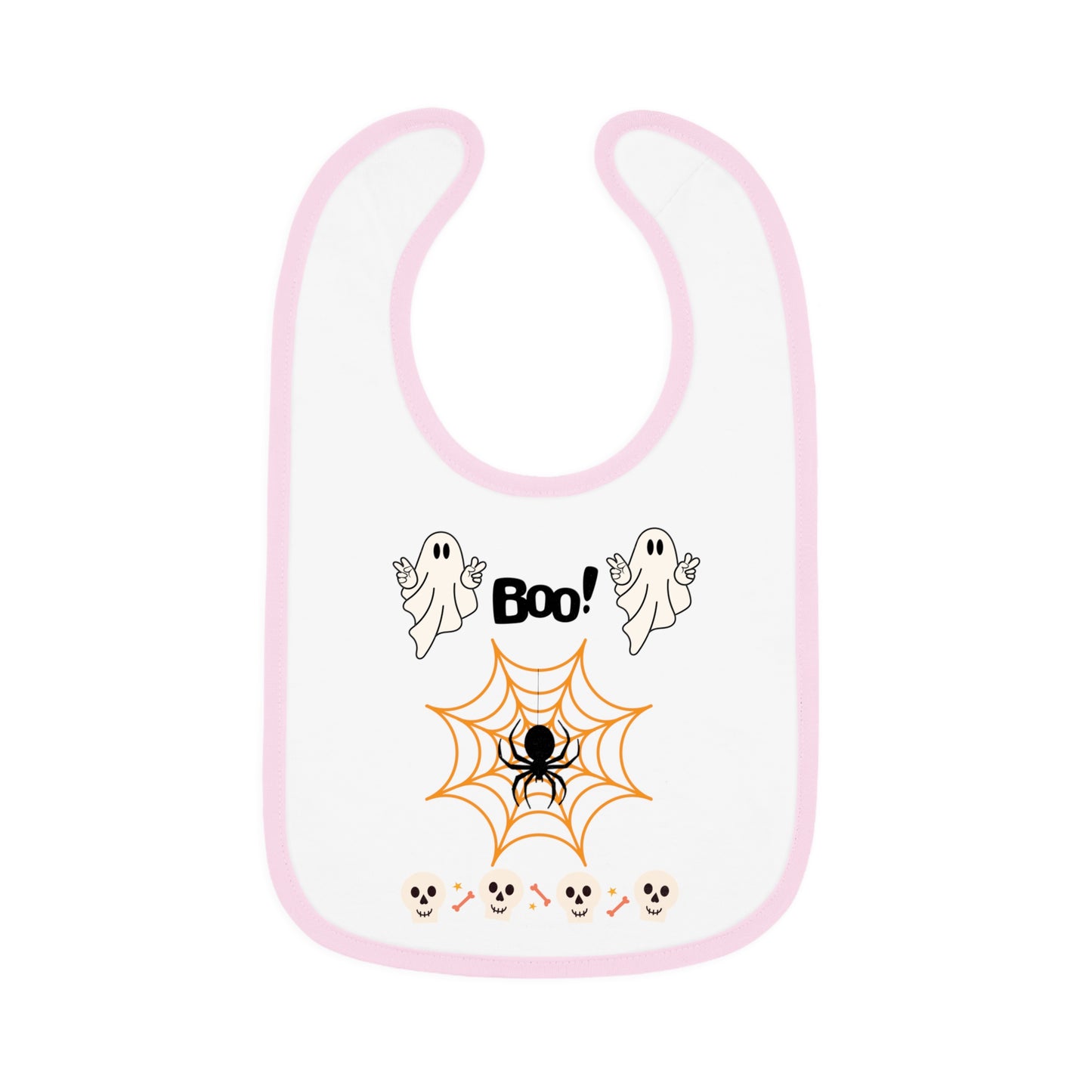 Happy Halloween boo, Baby Contrast Trim Jersey Bib