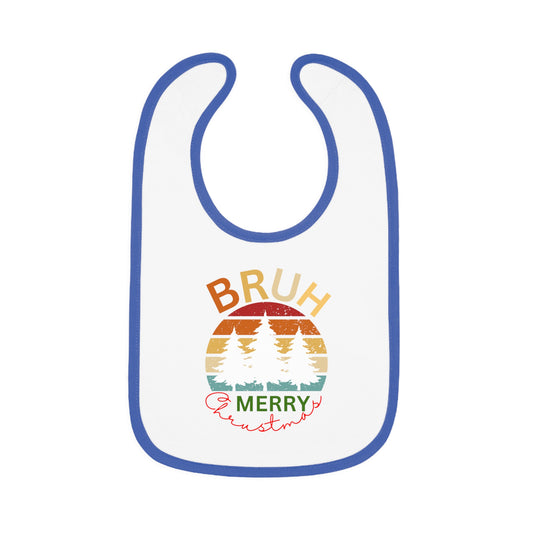 Merry Christmas, Baby Contrast Trim Jersey Bib