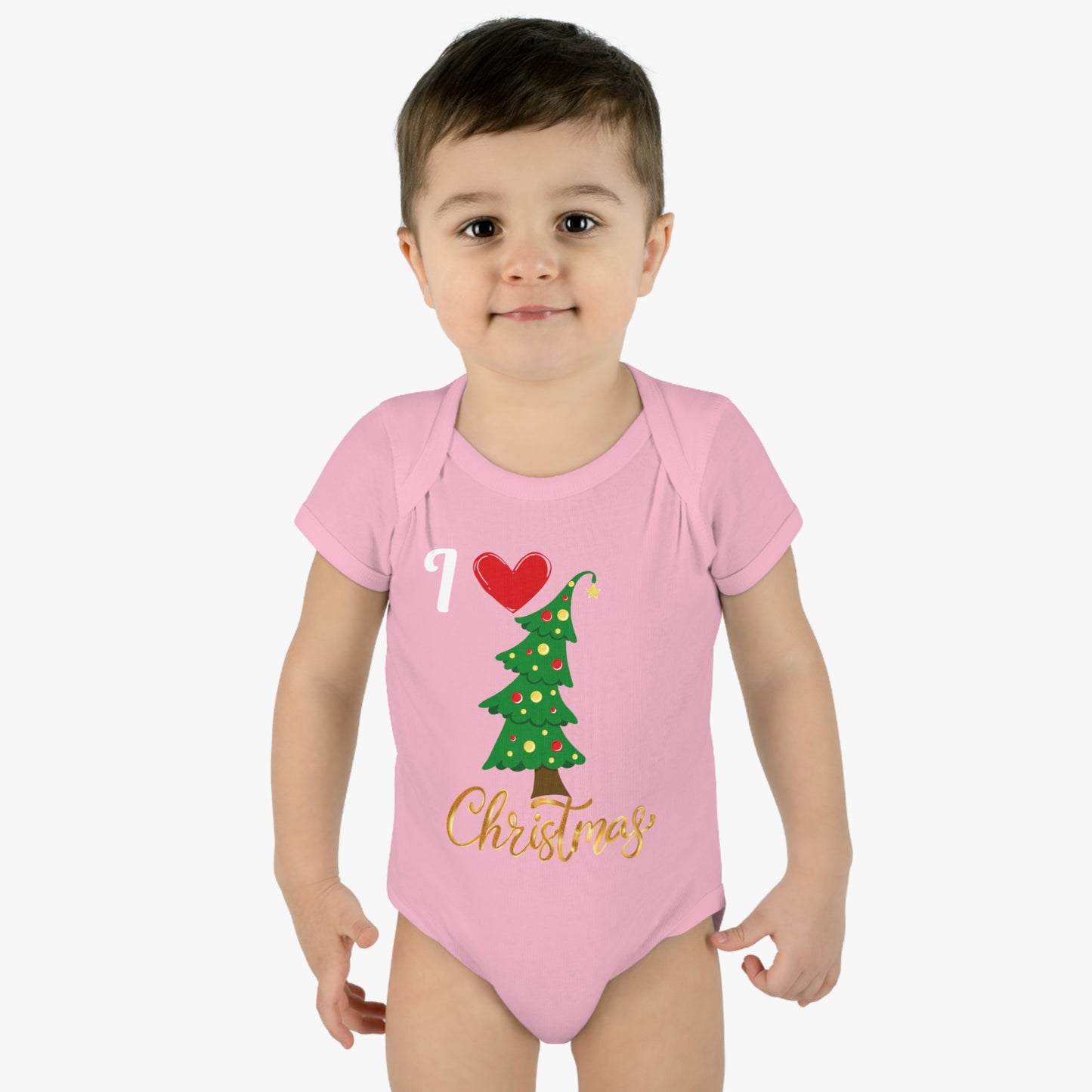 I love Christmas. Infant Baby Rib Bodysuit