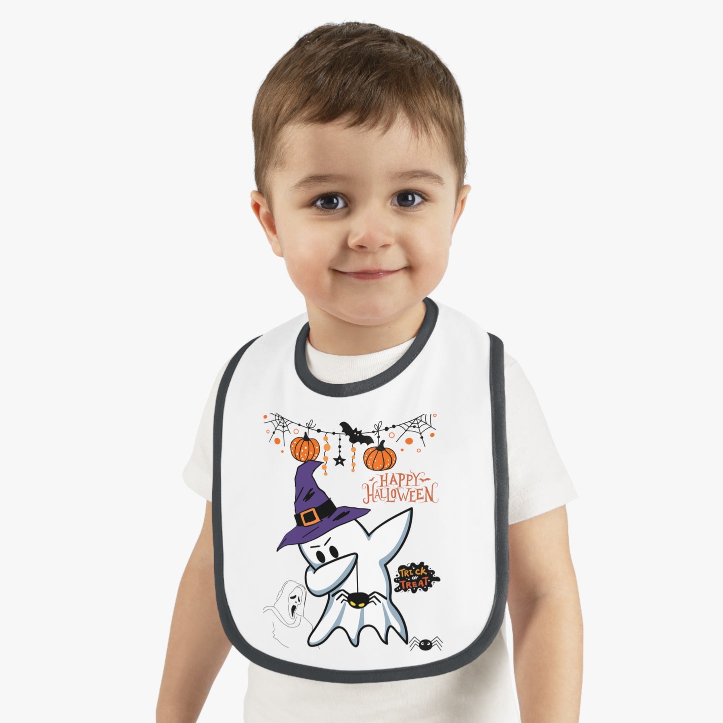 Ghost Dabbing, Baby Contrast Trim Jersey Bib