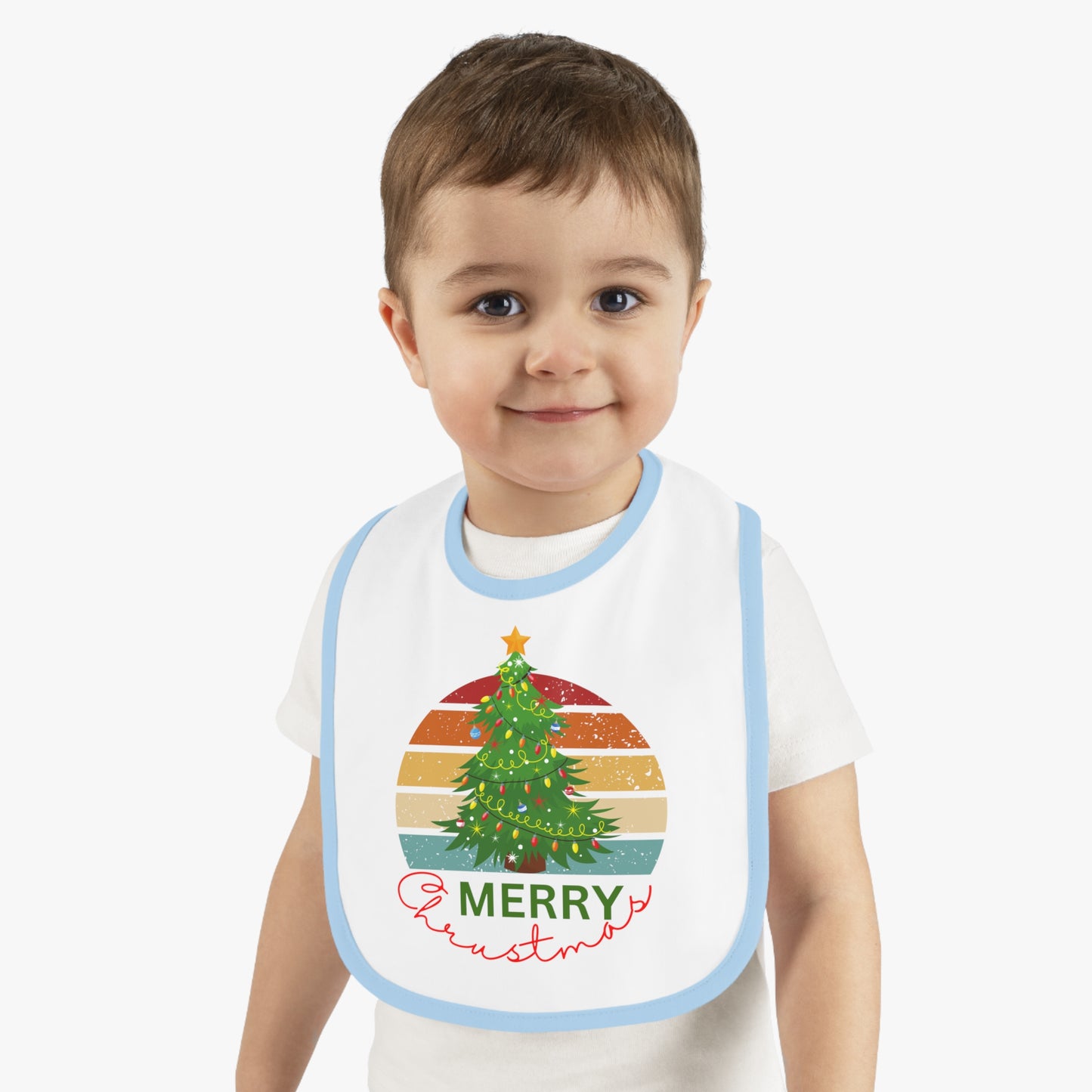 Merry Christmas, Baby Contrast Trim Jersey Bib