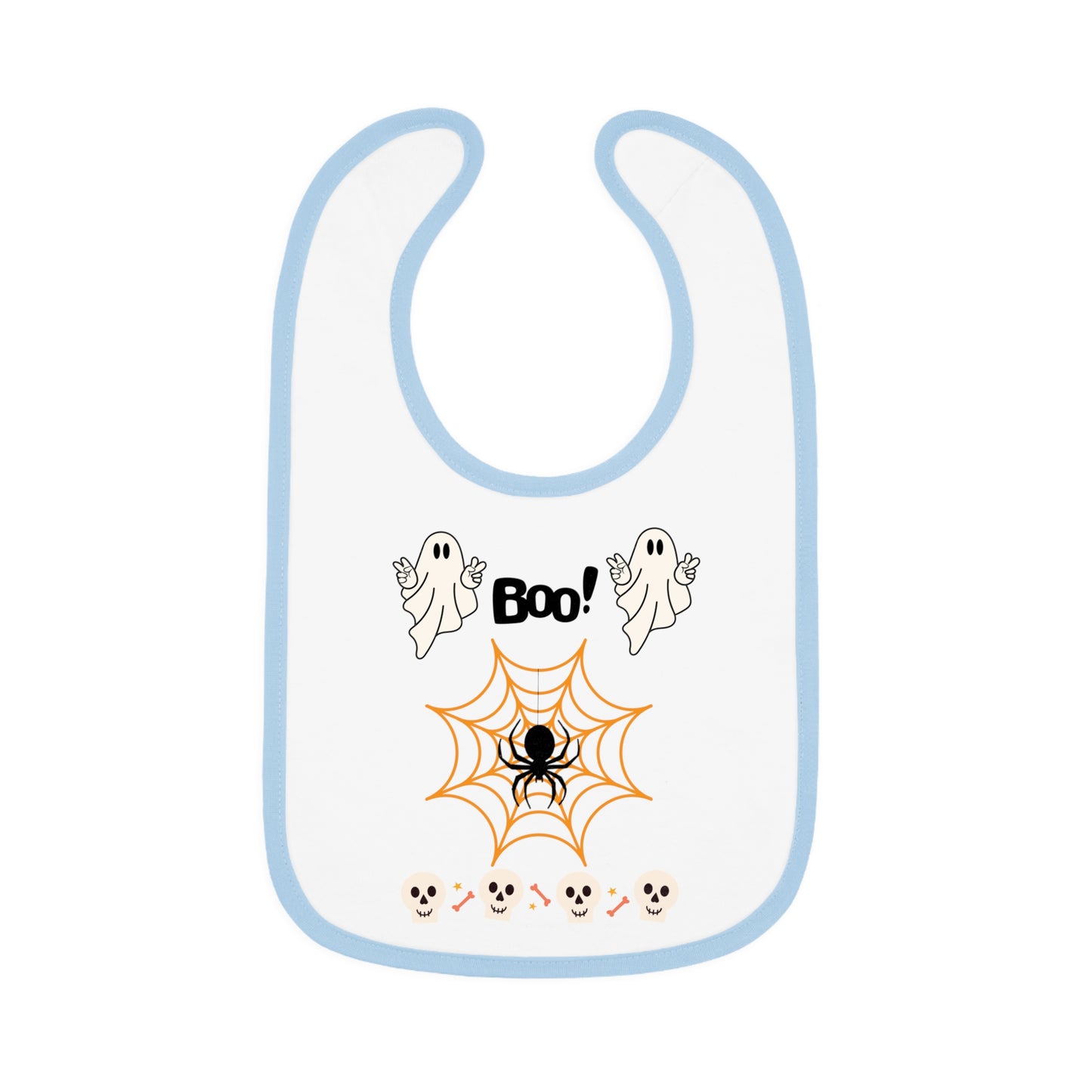 Happy Halloween boo, Baby Contrast Trim Jersey Bib