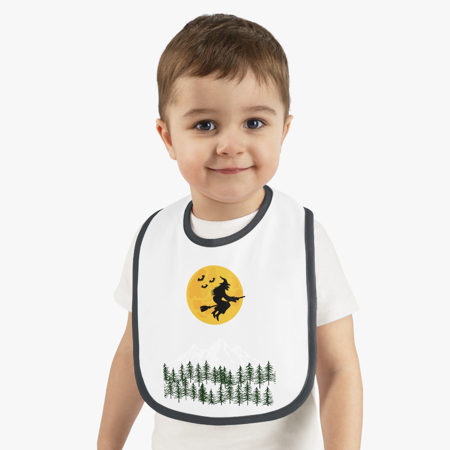 Happy Halloween, Baby Contrast Trim Jersey Bib