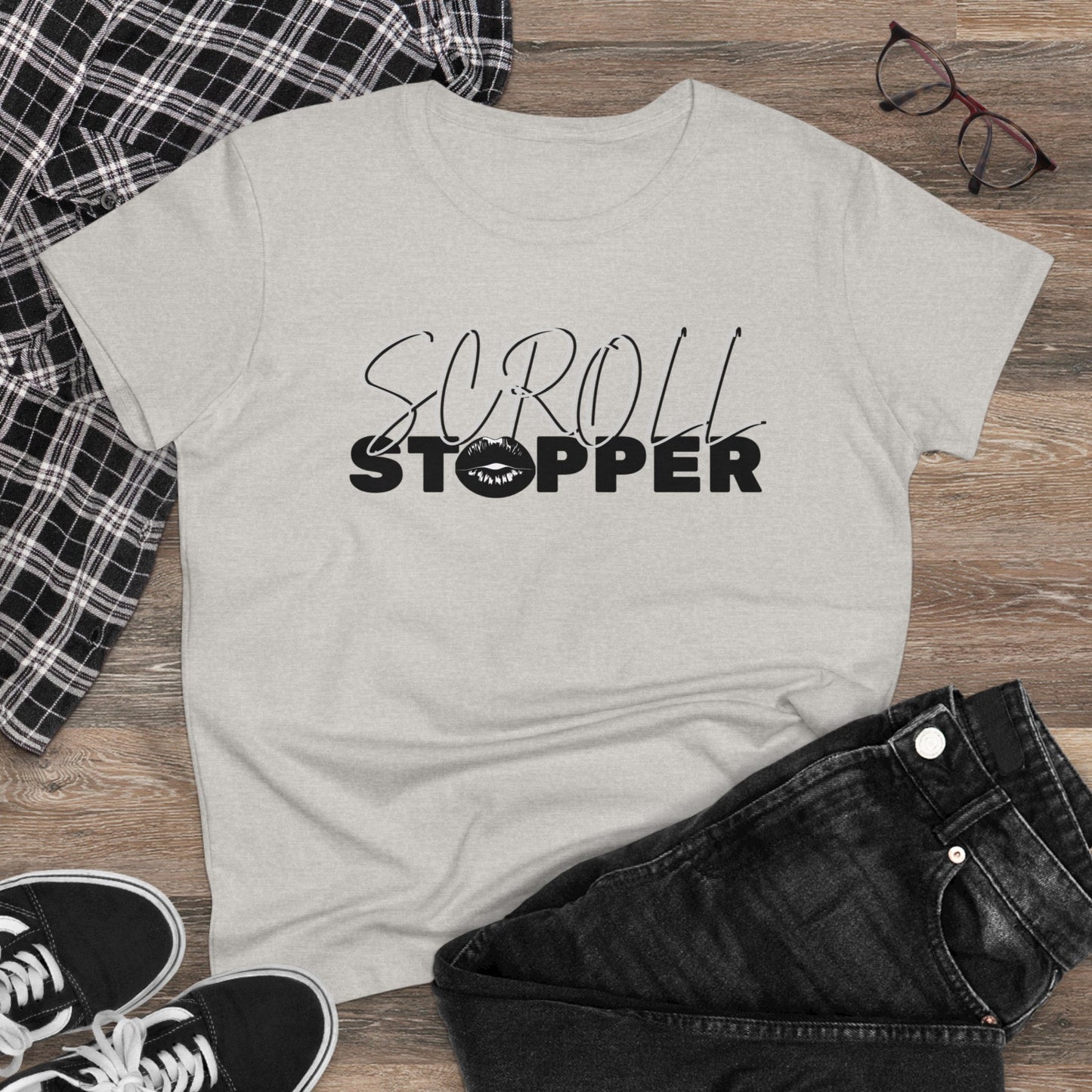 Scroll stopper cute Women's Midweight Cotton Tee