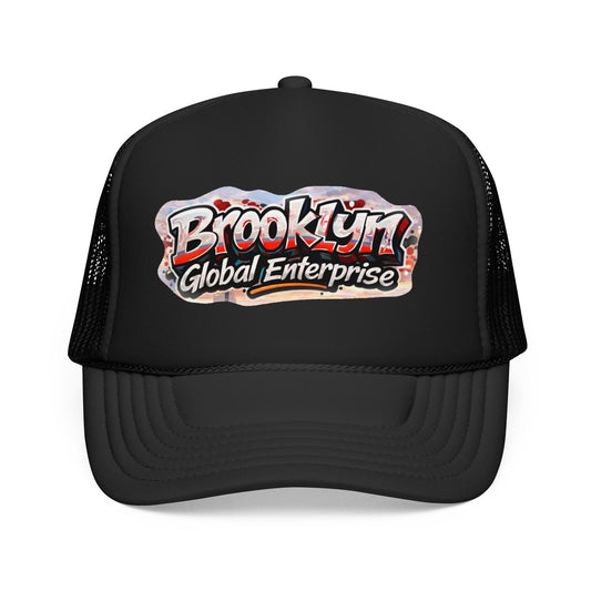 Brooklyn Global Enterprise Foam Trucker Hat — Retro Street Logo Cap