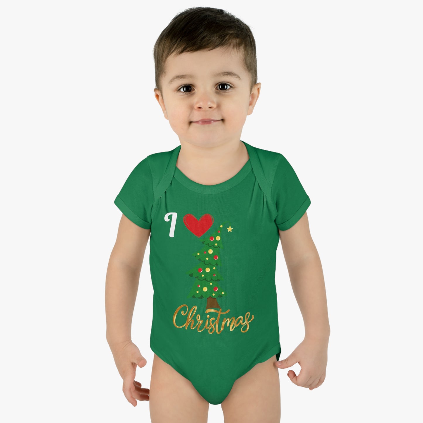 I love Christmas. Infant Baby Rib Bodysuit