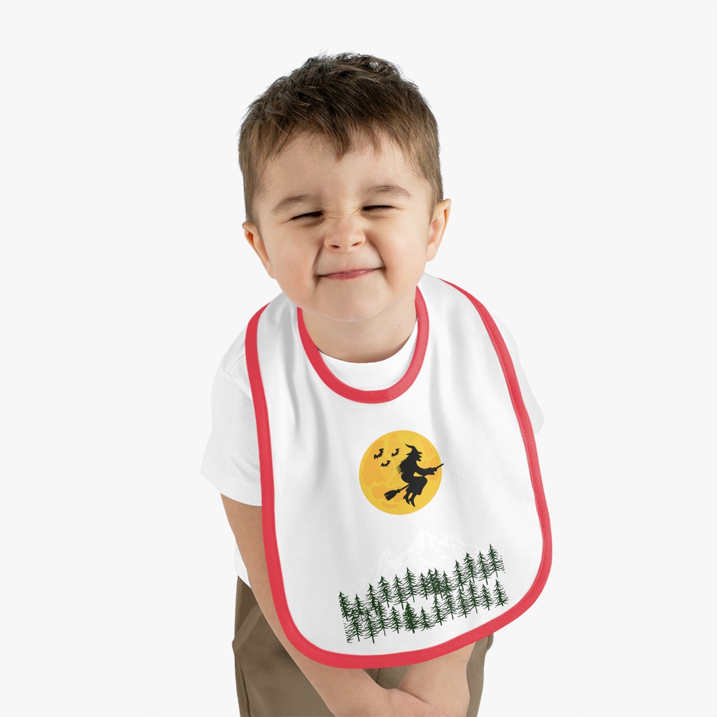 Happy Halloween, Baby Contrast Trim Jersey Bib