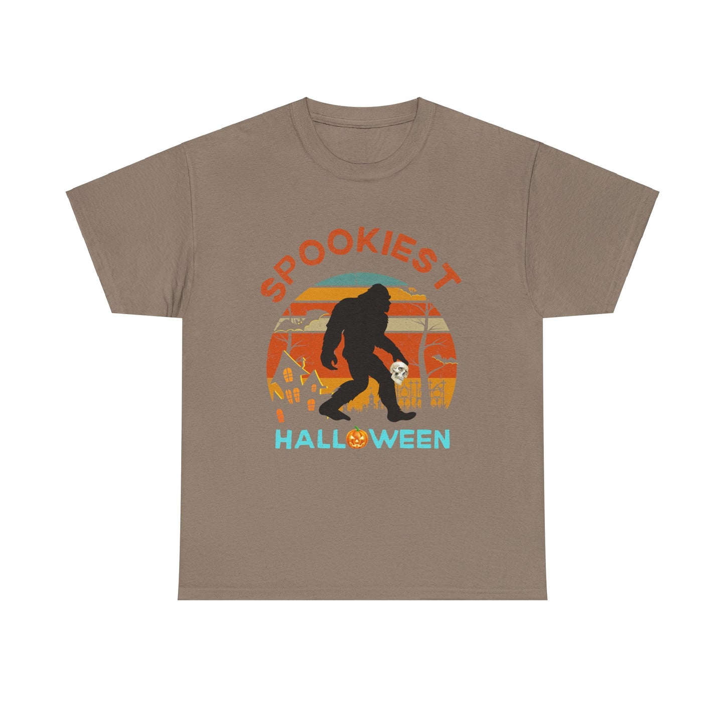 Halloween shirt with big foot carrying skull