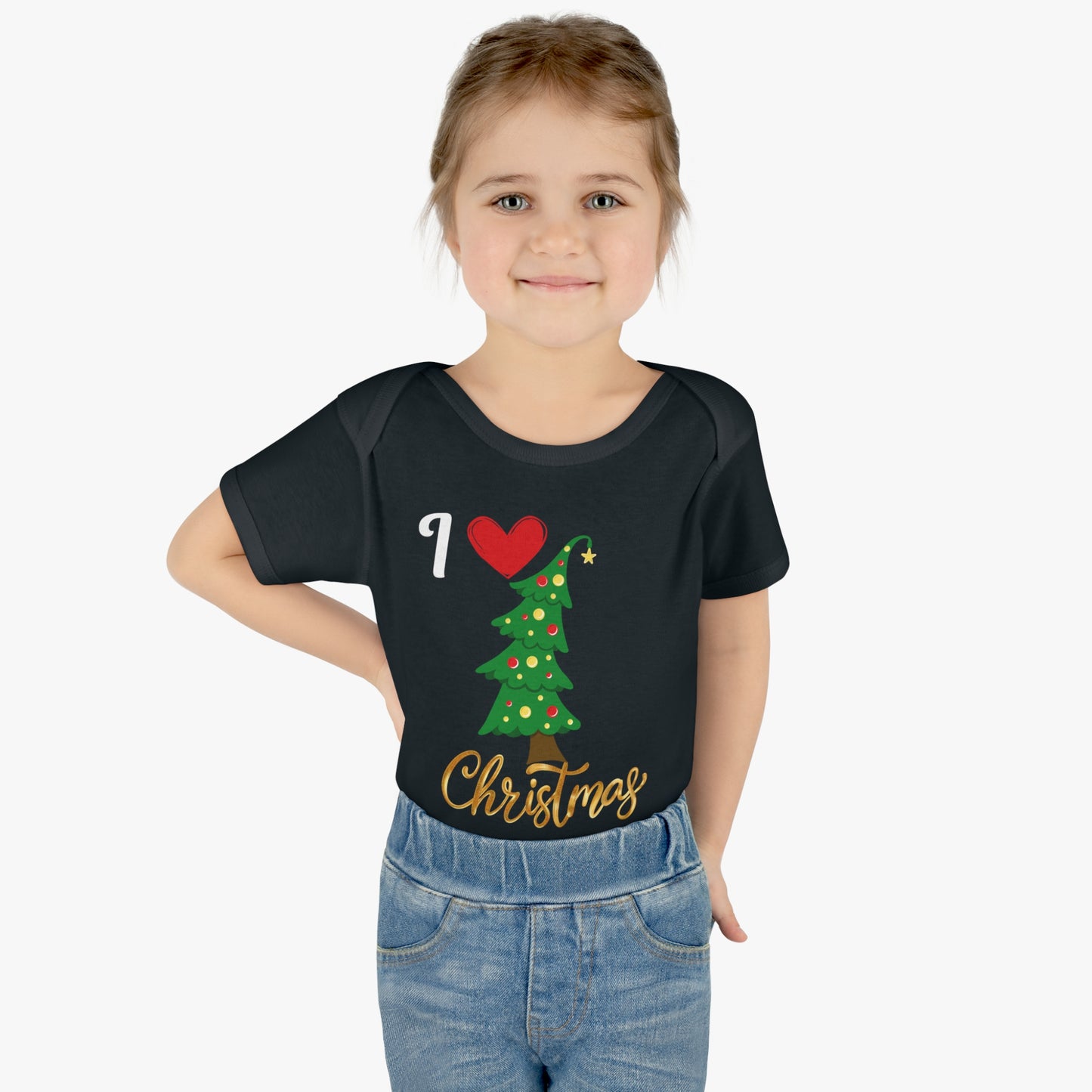 I love Christmas. Infant Baby Rib Bodysuit