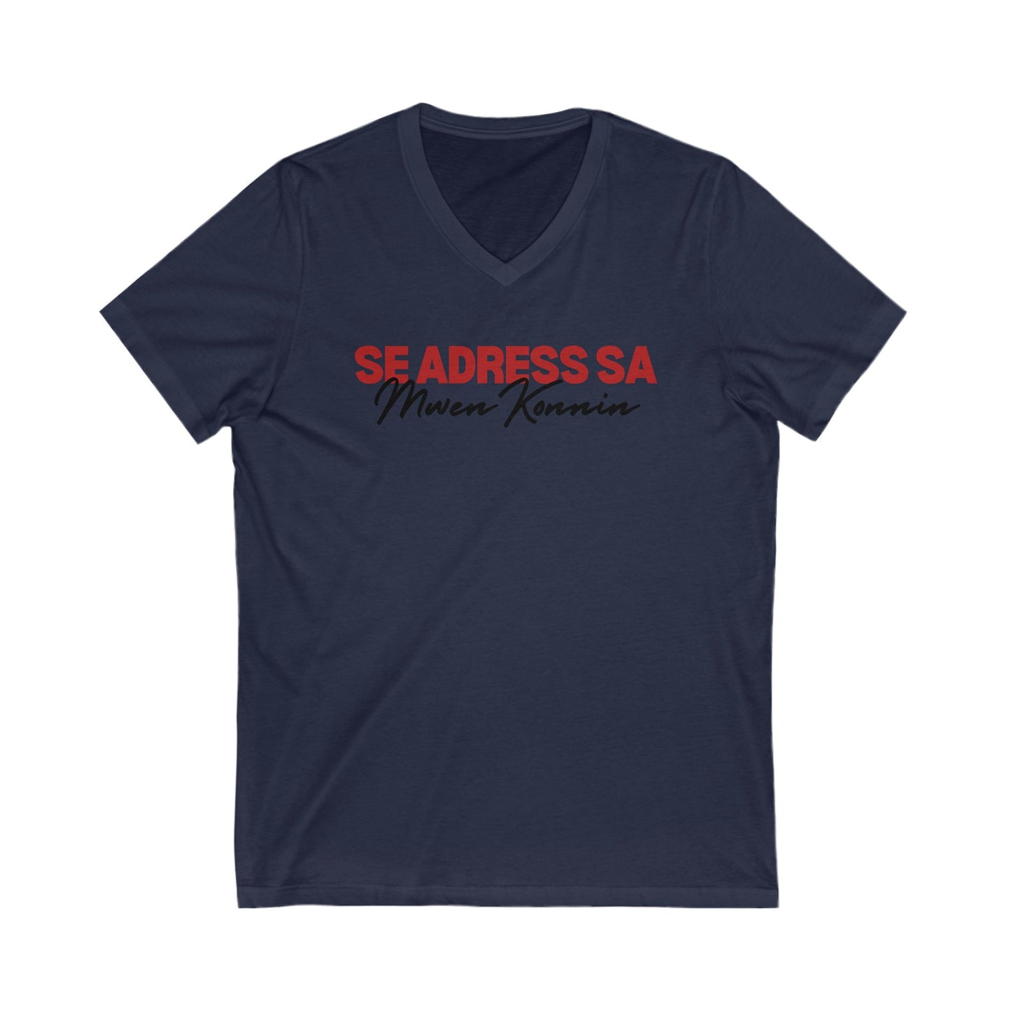 Se address sa mwen konnen Unisex Jersey Short Sleeve V-Neck Tee