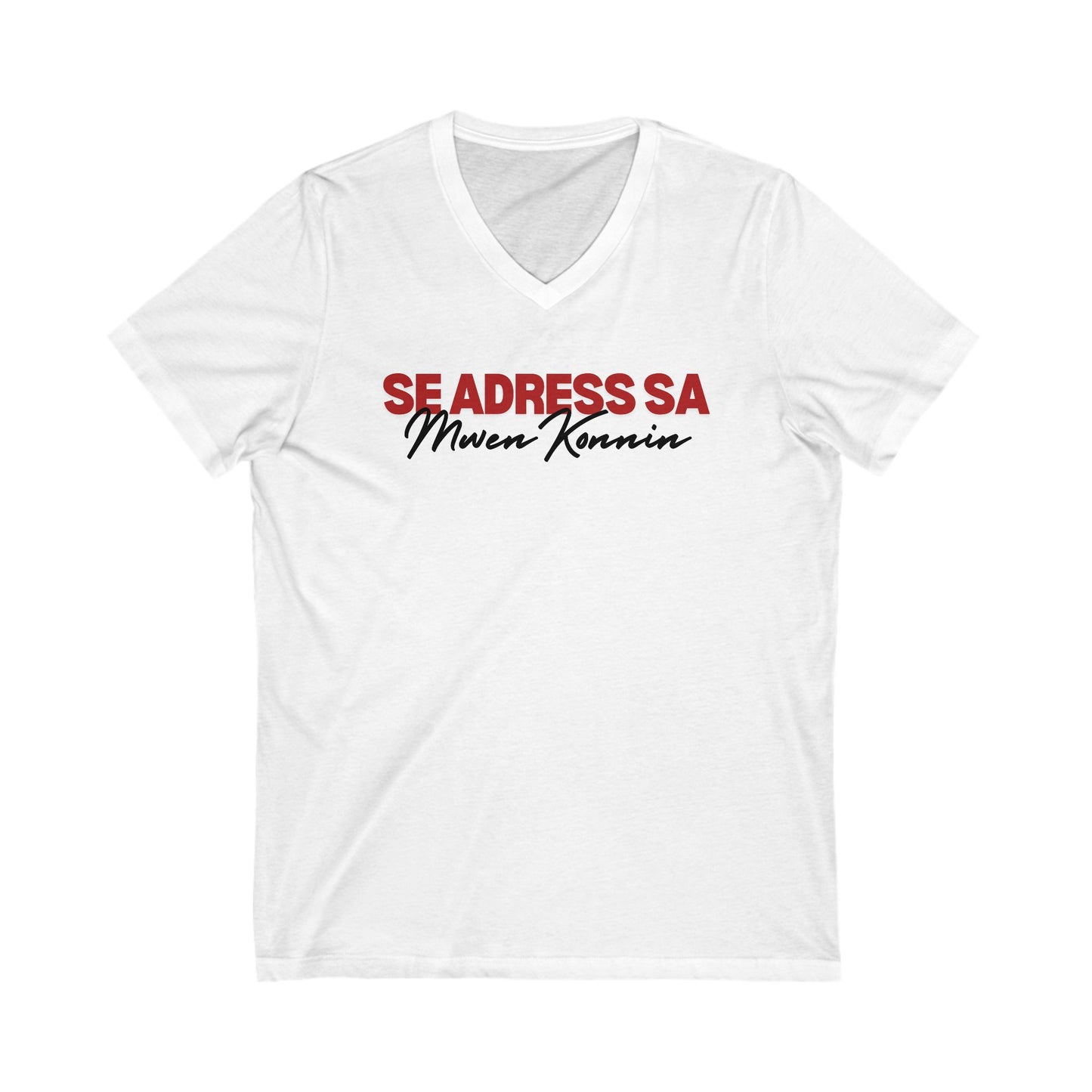 Se address sa mwen konnen Unisex Jersey Short Sleeve V-Neck Tee