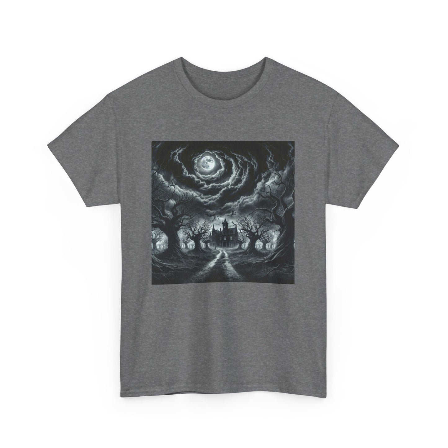 Haunted Halloween scene Unisex Heavy Cotton Tee