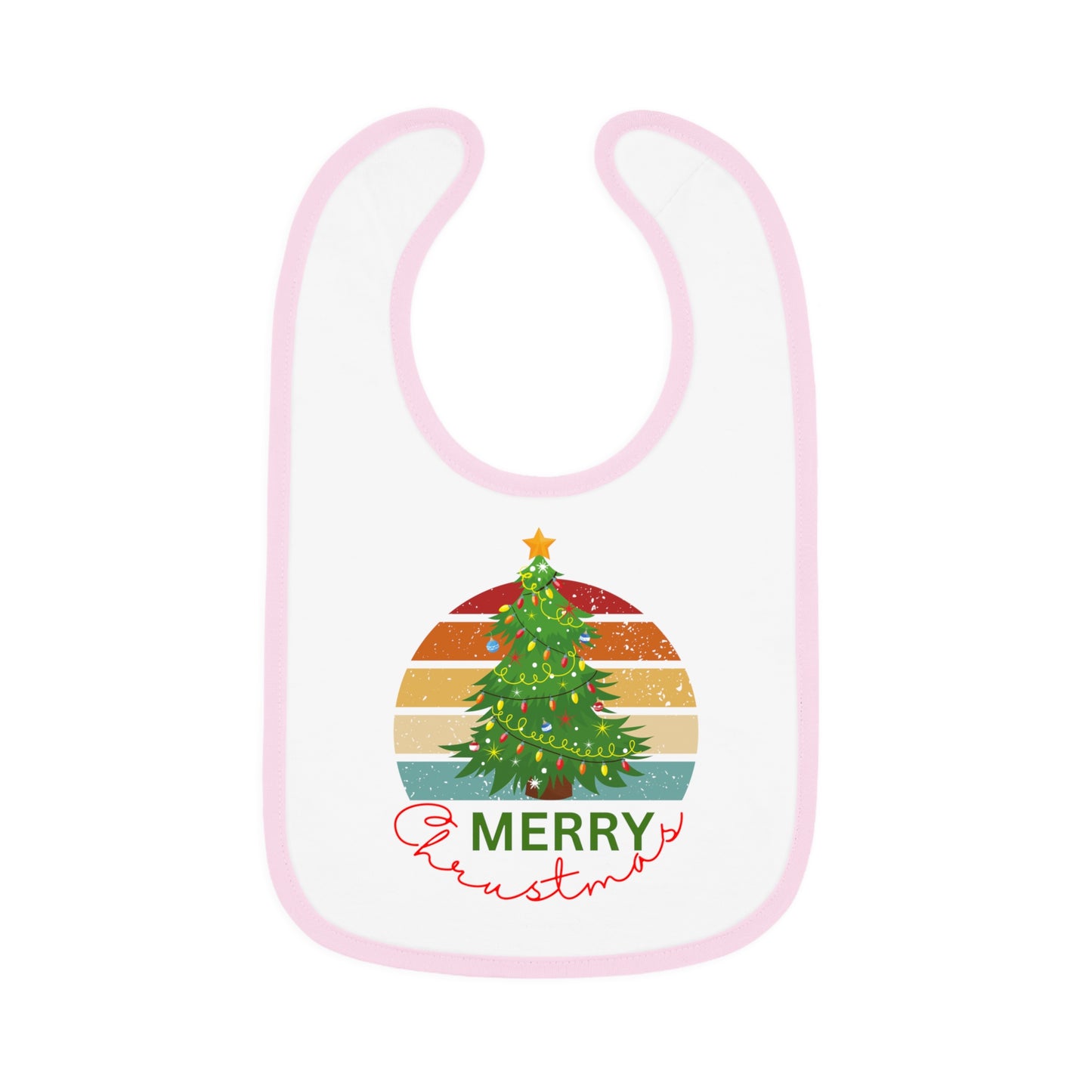 Merry Christmas, Baby Contrast Trim Jersey Bib