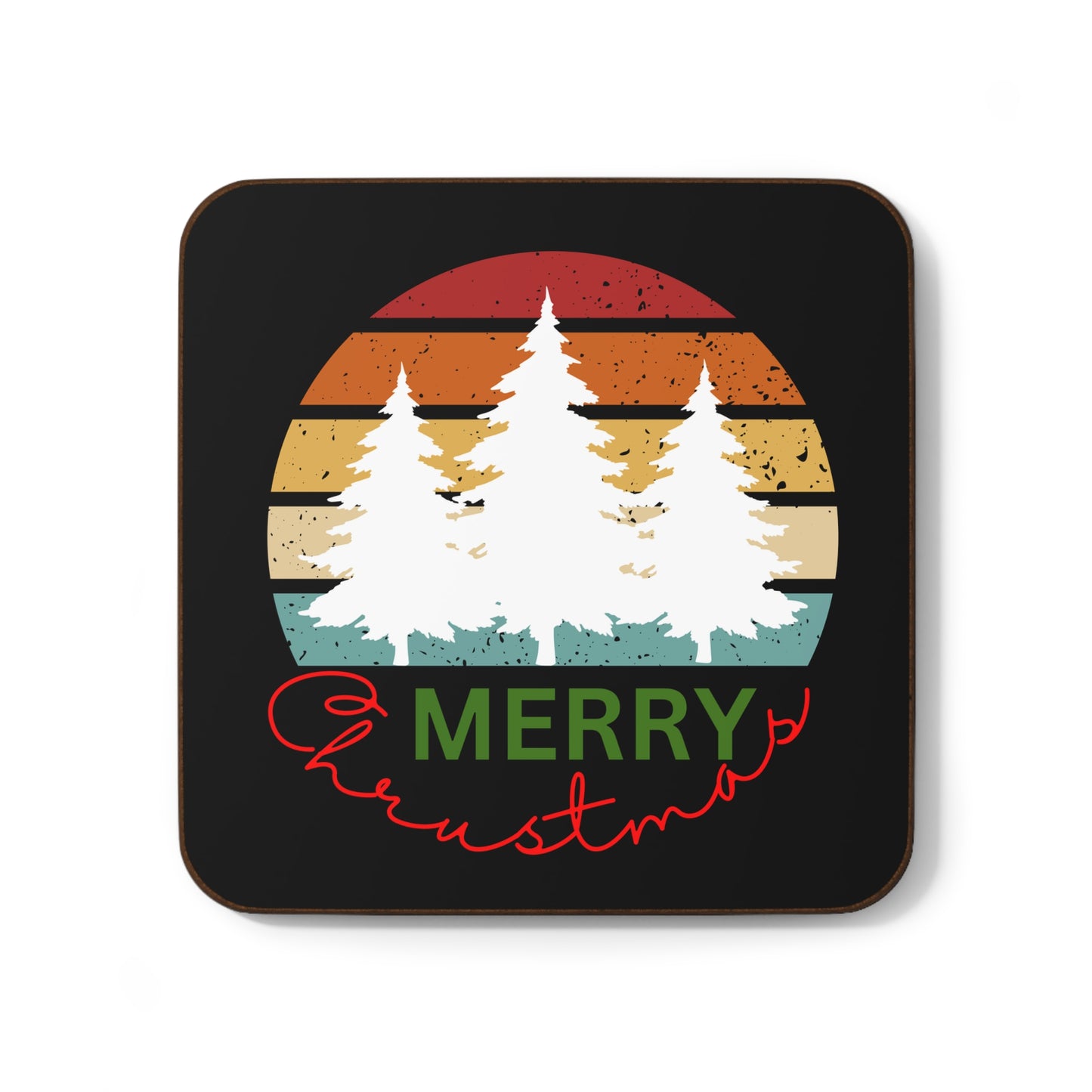 Merry Christmas, Hardboard Back Coaster