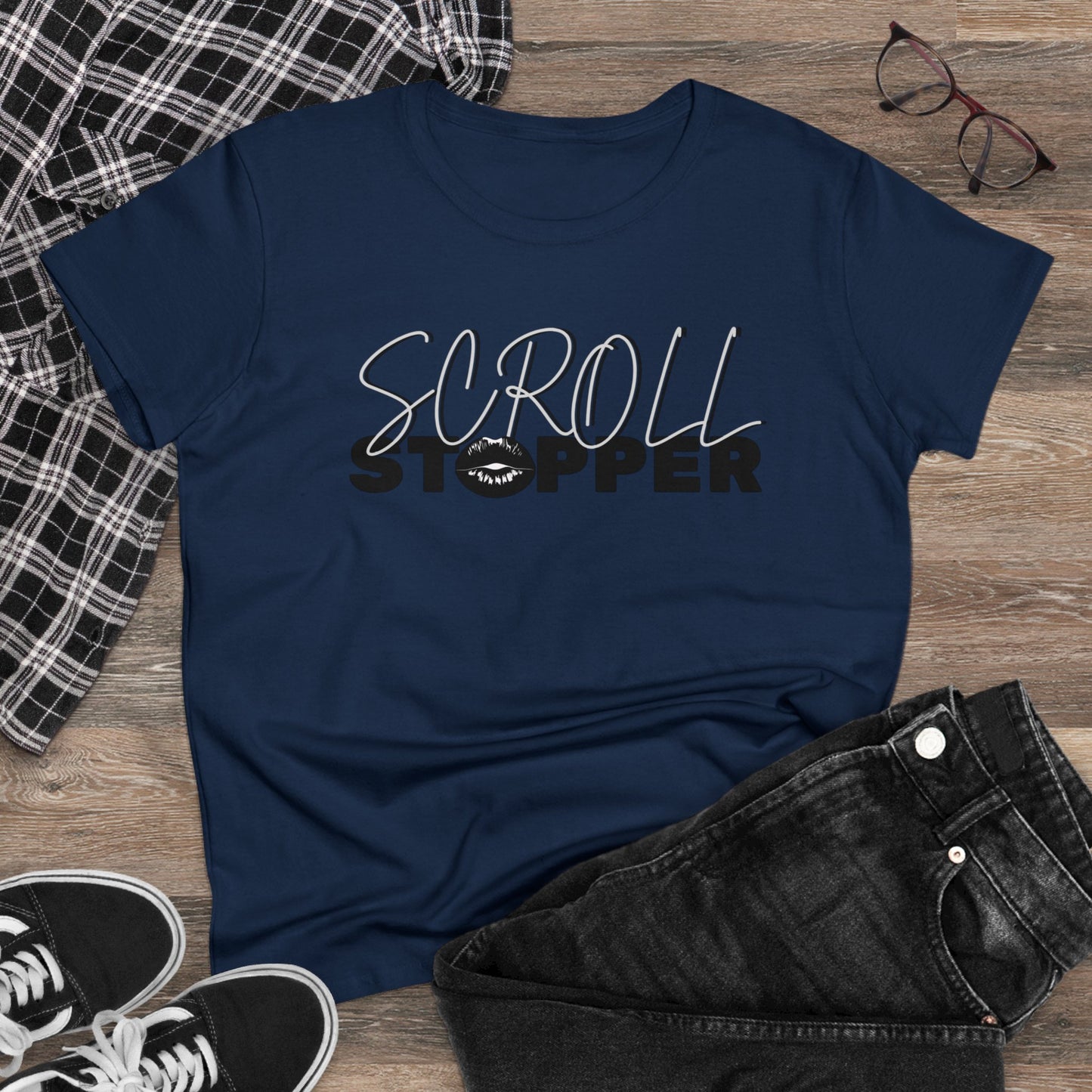 Scroll stopper cute Women's Midweight Cotton Tee