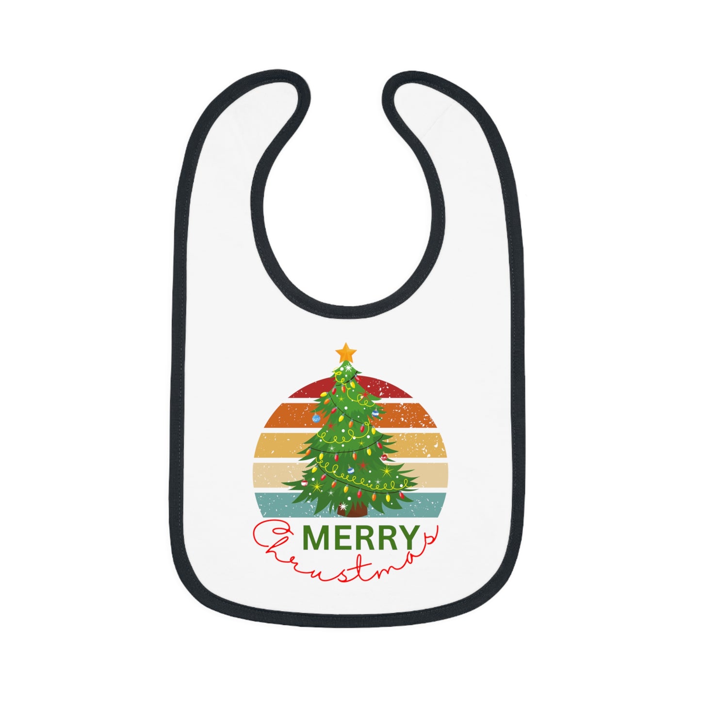 Merry Christmas, Baby Contrast Trim Jersey Bib