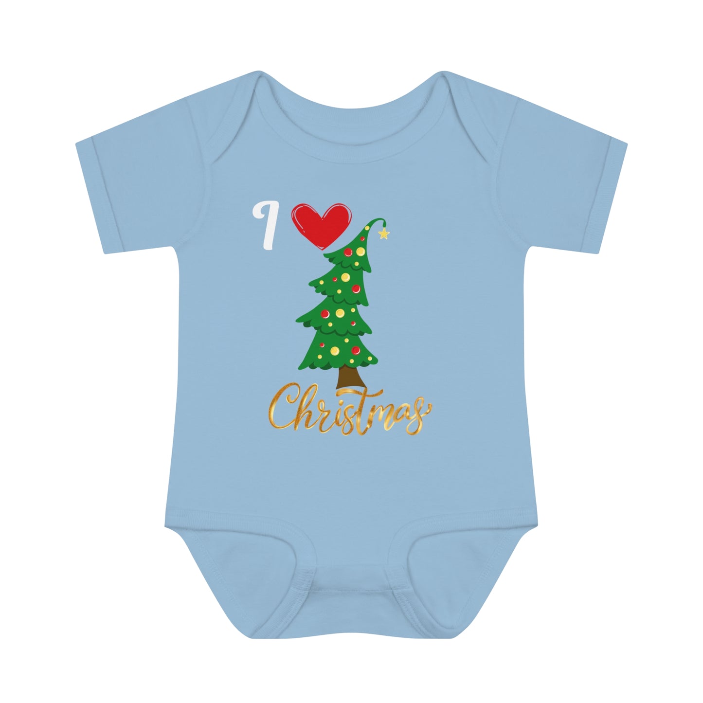 I love Christmas. Infant Baby Rib Bodysuit