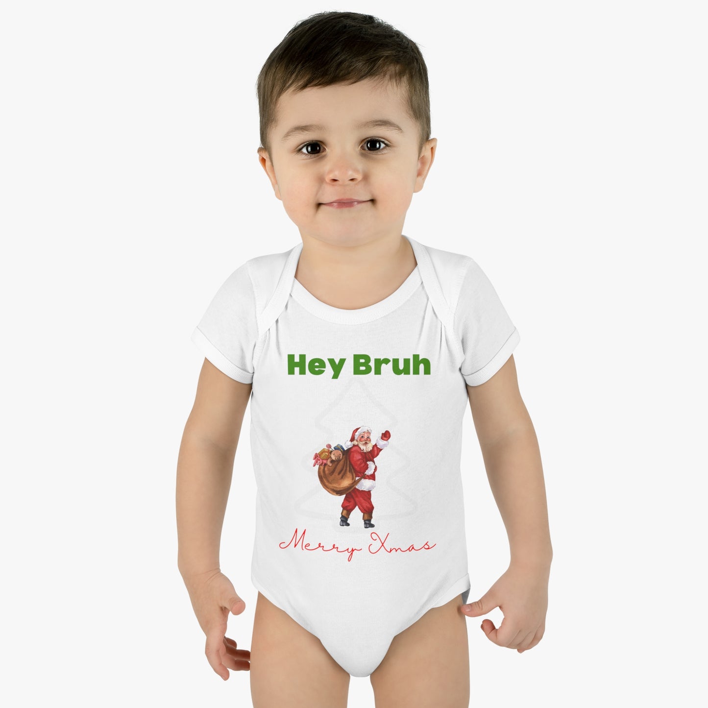 Hey Bruh Merry Christmas. Infant Baby Rib Bodysuit