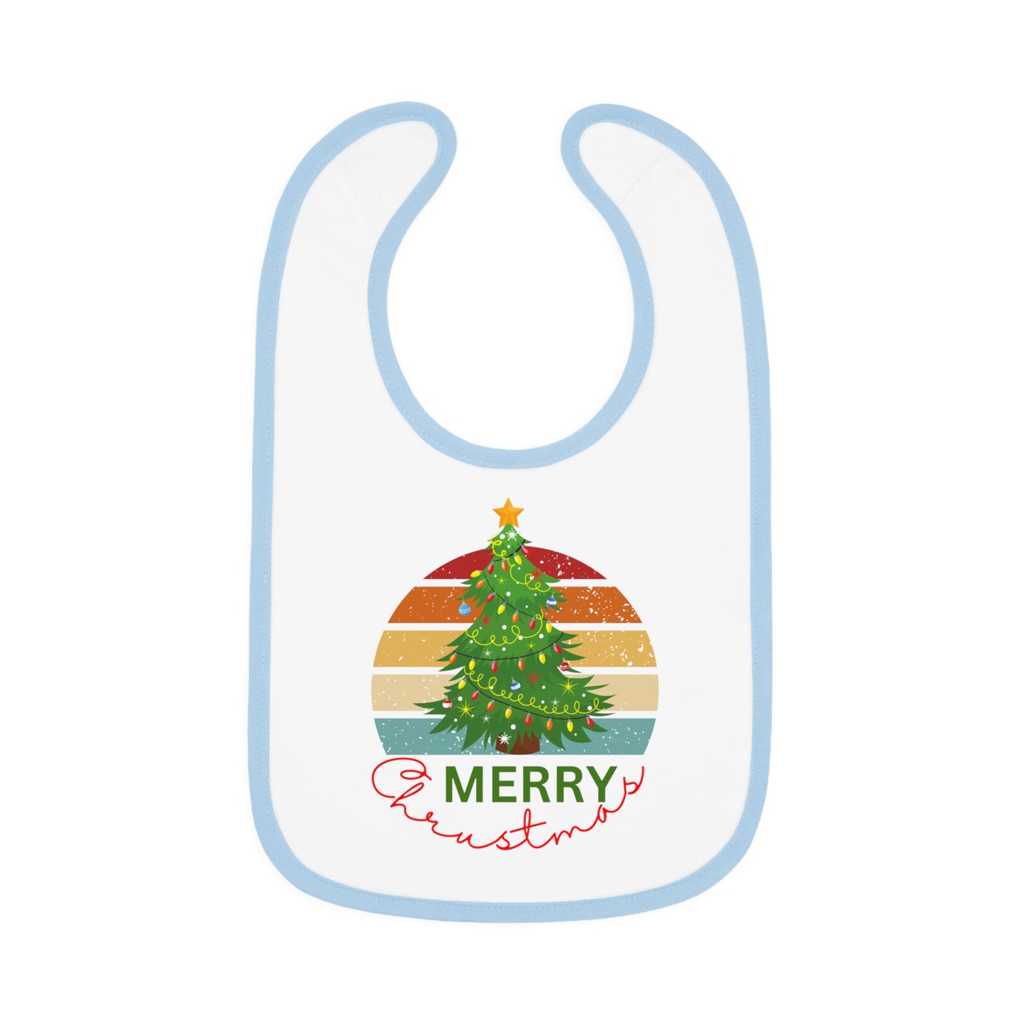 Merry Christmas, Baby Contrast Trim Jersey Bib