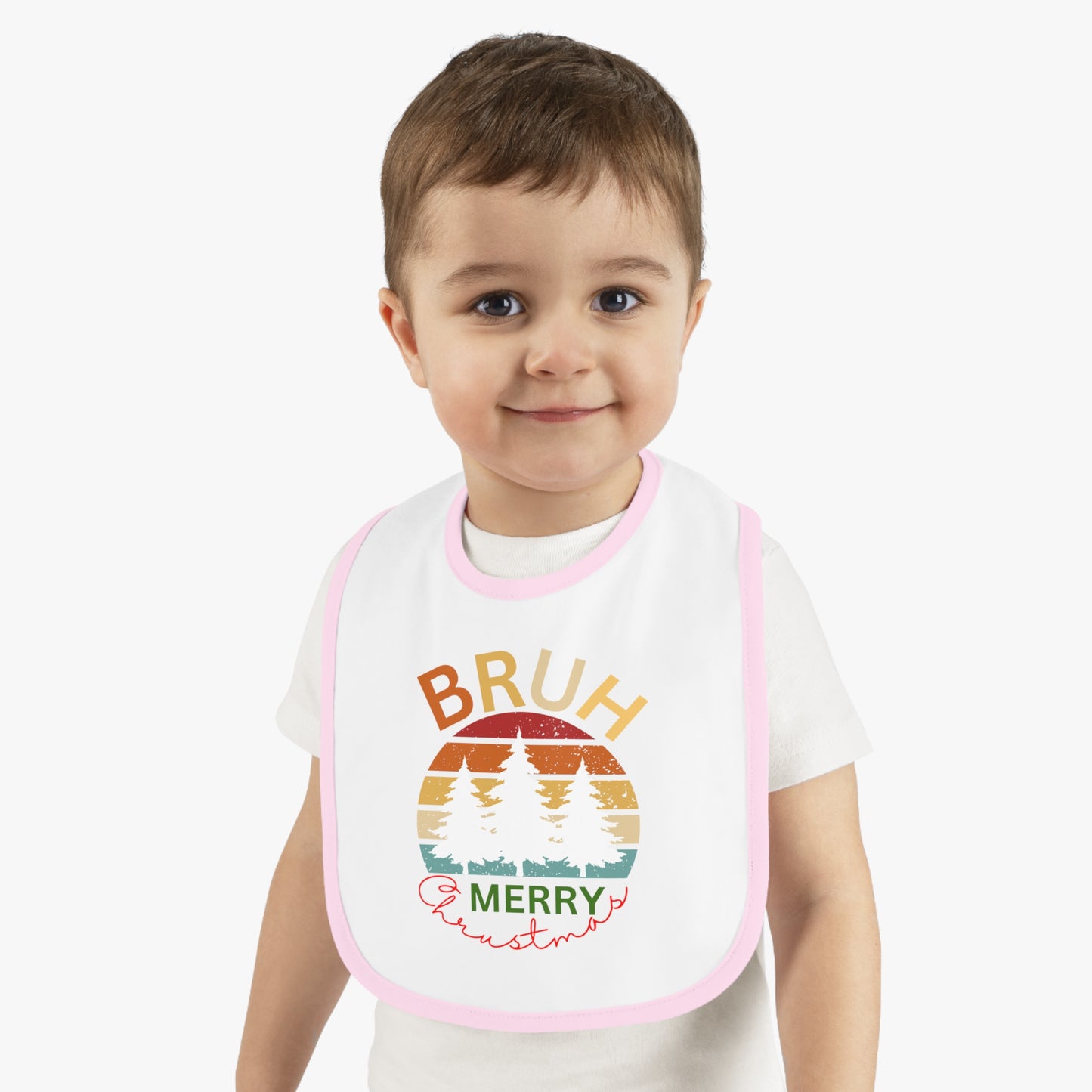 Merry Christmas, Baby Contrast Trim Jersey Bib