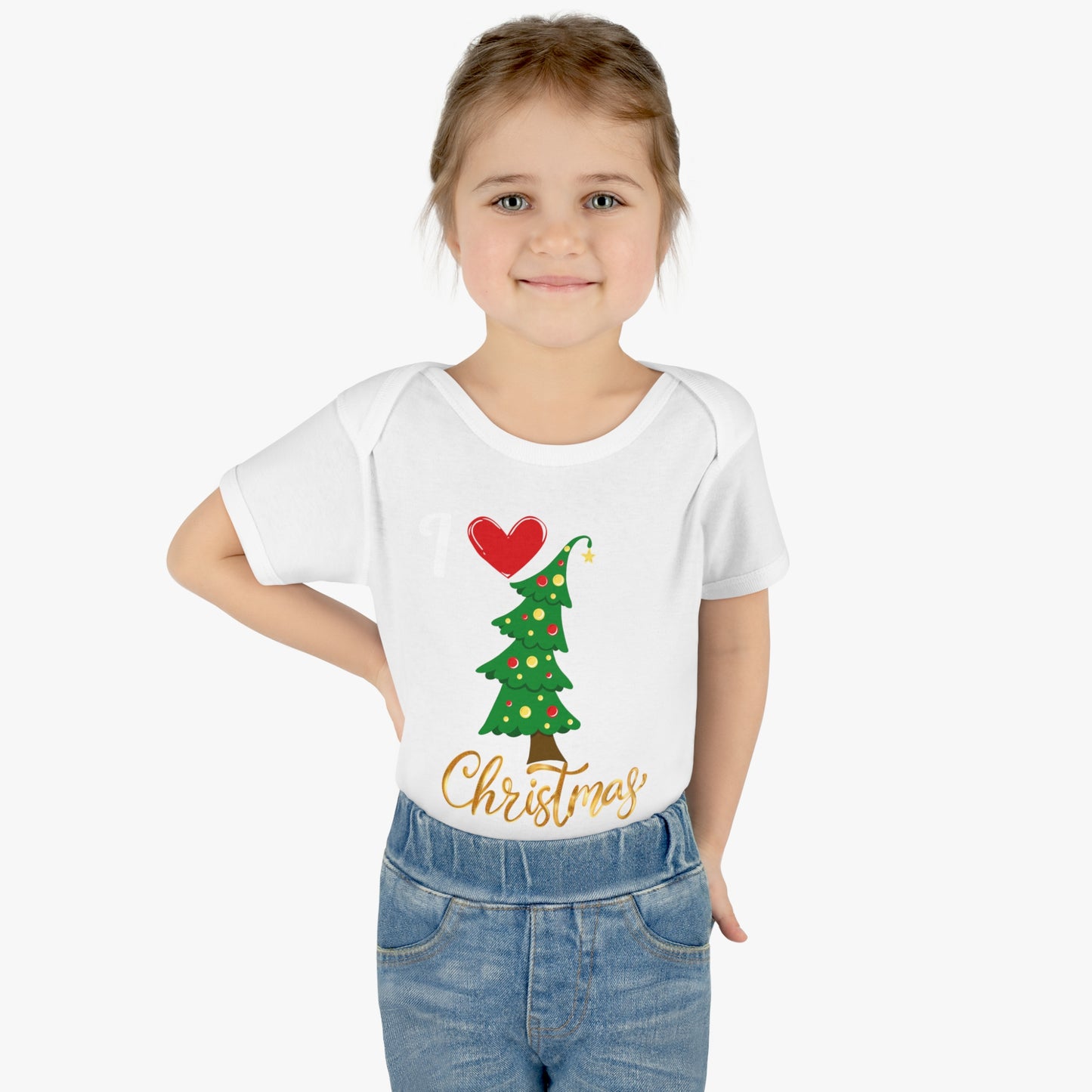 I love Christmas. Infant Baby Rib Bodysuit