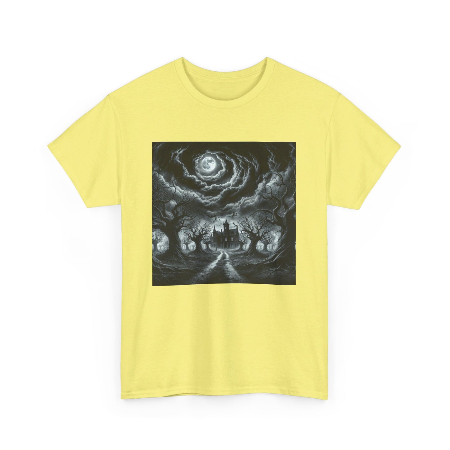 Haunted Halloween scene Unisex Heavy Cotton Tee