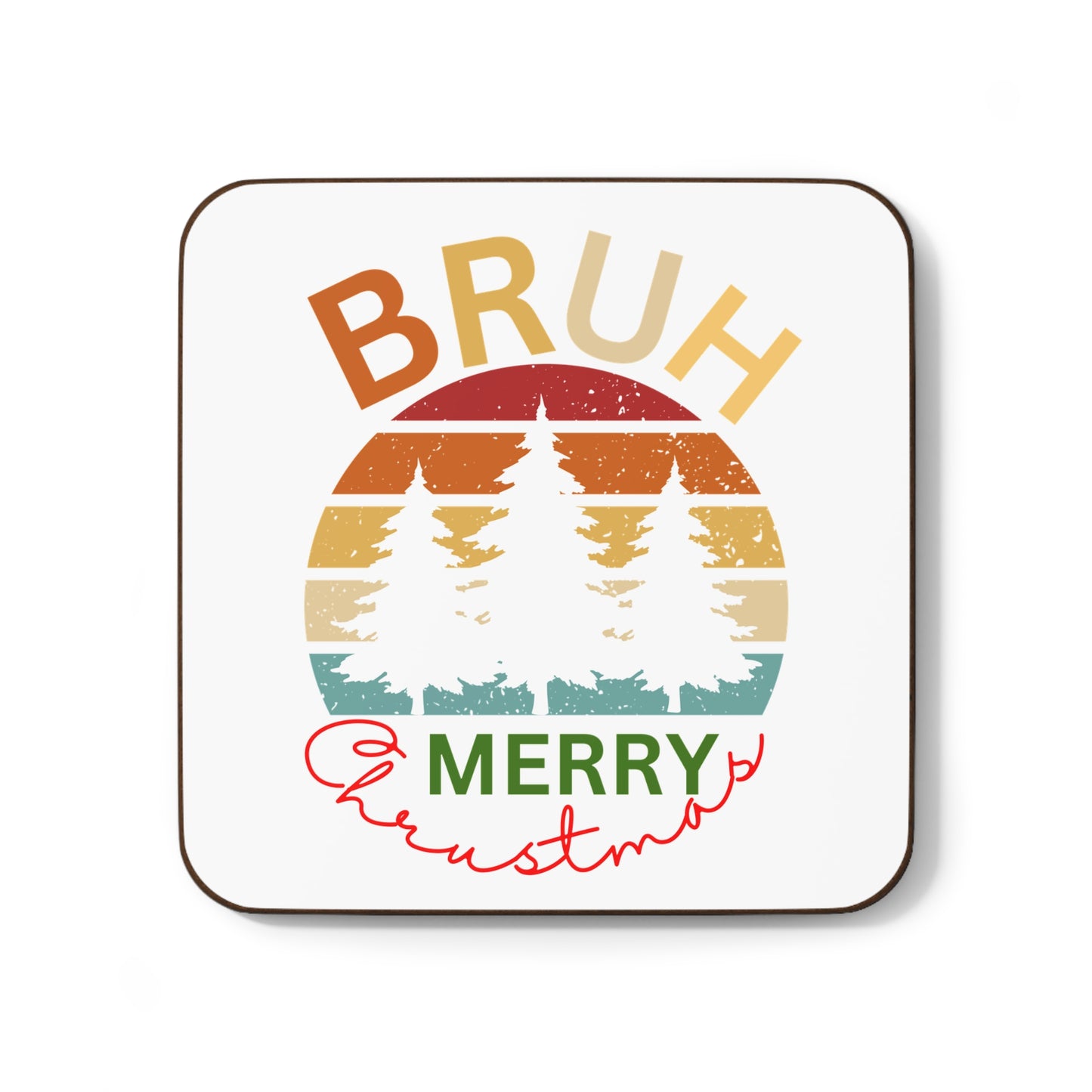 Bruh Merry Christmas, Hardboard Back Coaster