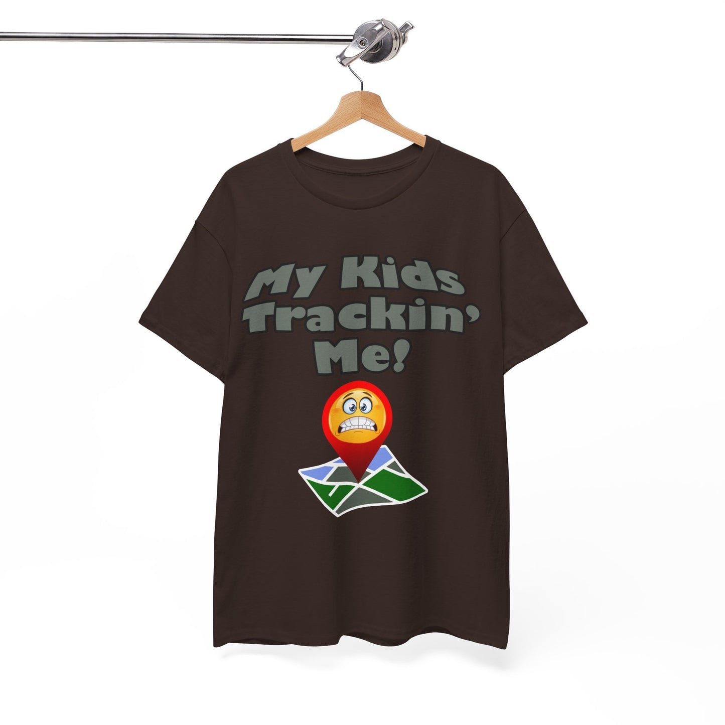 My kids tracking me Unisex Heavy Cotton Tee