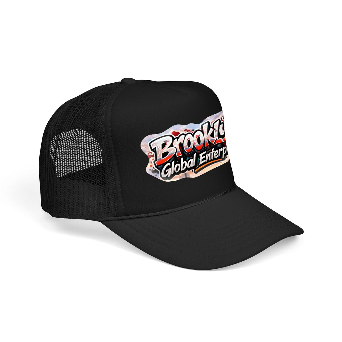 Brooklyn Global Enterprise Foam Trucker Hat — Retro Street Logo Cap