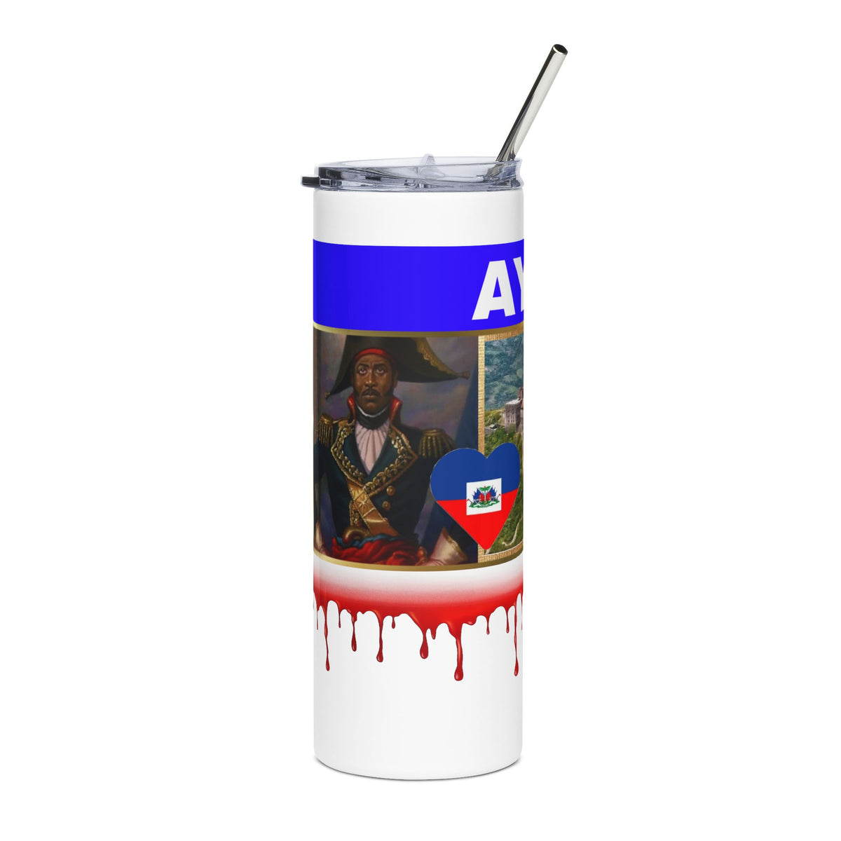 Ayiti 20oz Stainless Steel Tumbler — Haitian Flag & Citadel Design