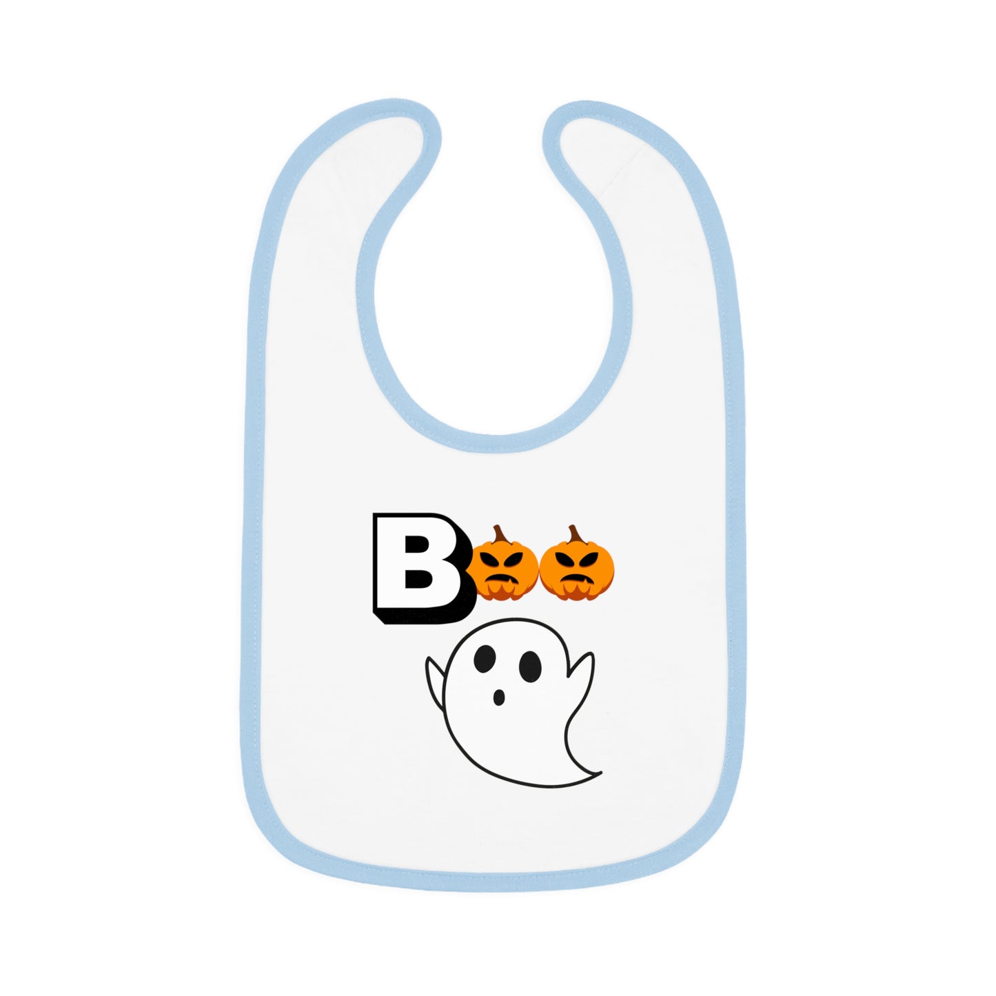 Happy Halloween Boo, Baby Contrast Trim Jersey Bib