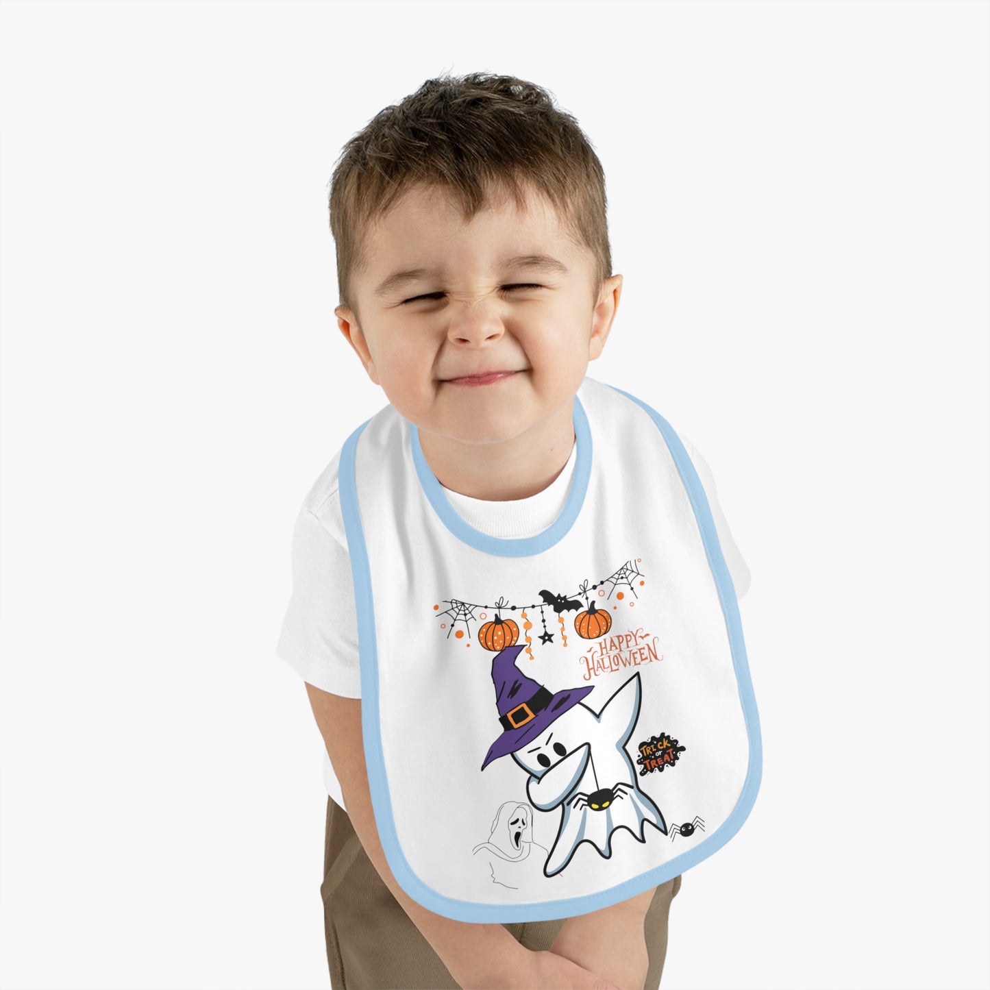 Ghost Dabbing, Baby Contrast Trim Jersey Bib