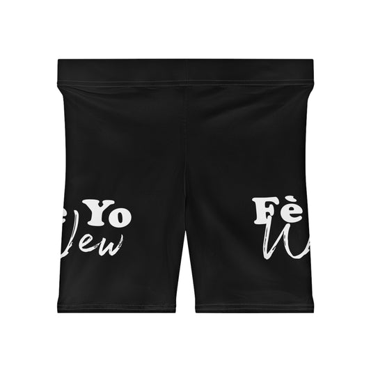 Fe yo wew black Stylish Women's Biker Shorts, Trendy Workout Gear, Athleisure, Fitness Shorts, Casual Summer Wear, Gift for Active Women