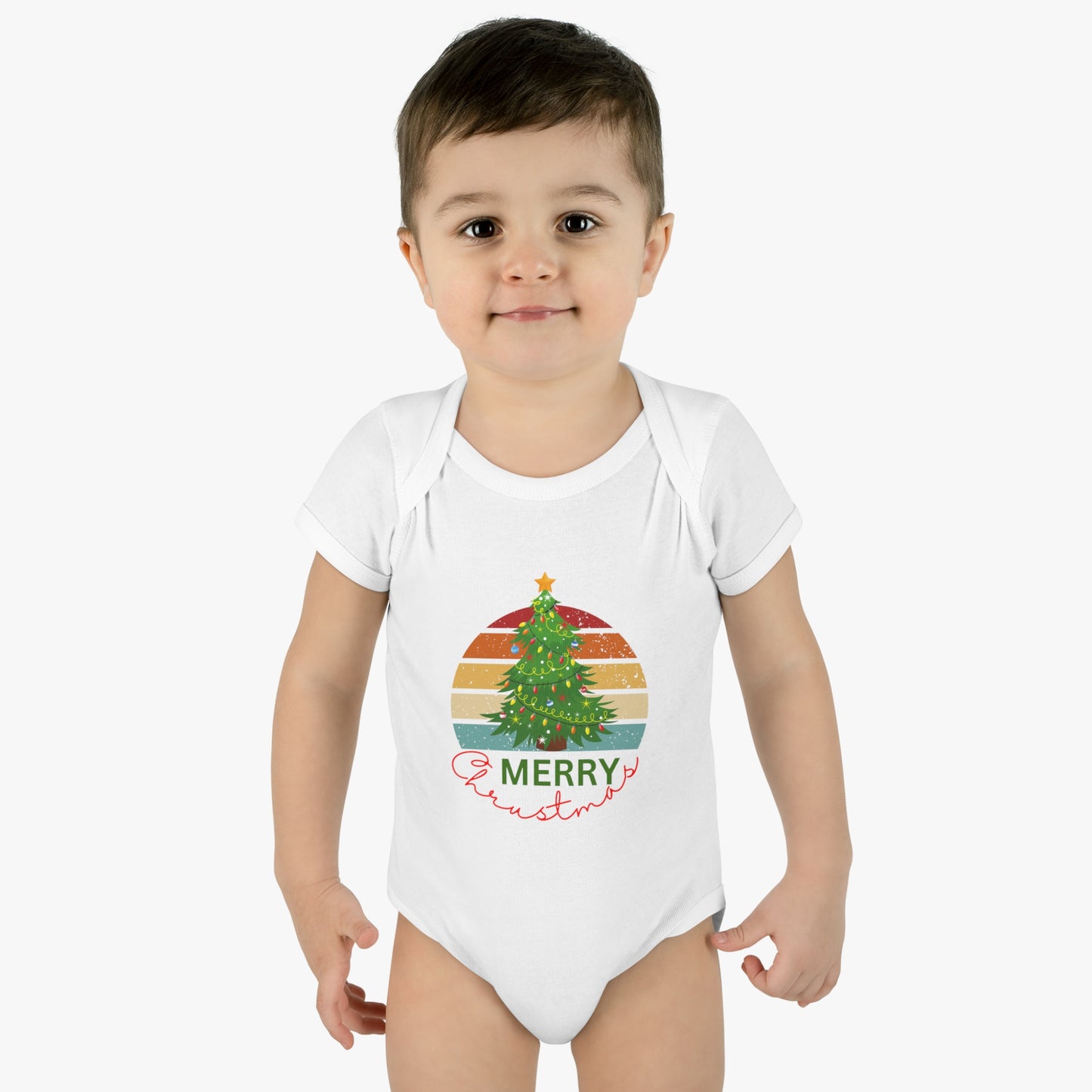 Merry Christmas, Infant Baby Rib Bodysuit