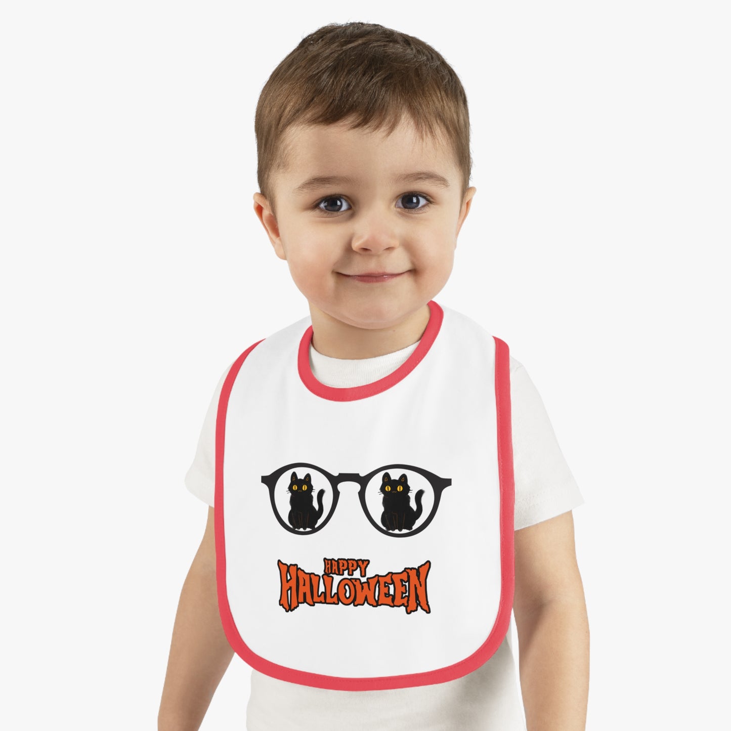 Happy Halloween, Baby Contrast Trim Jersey Bib