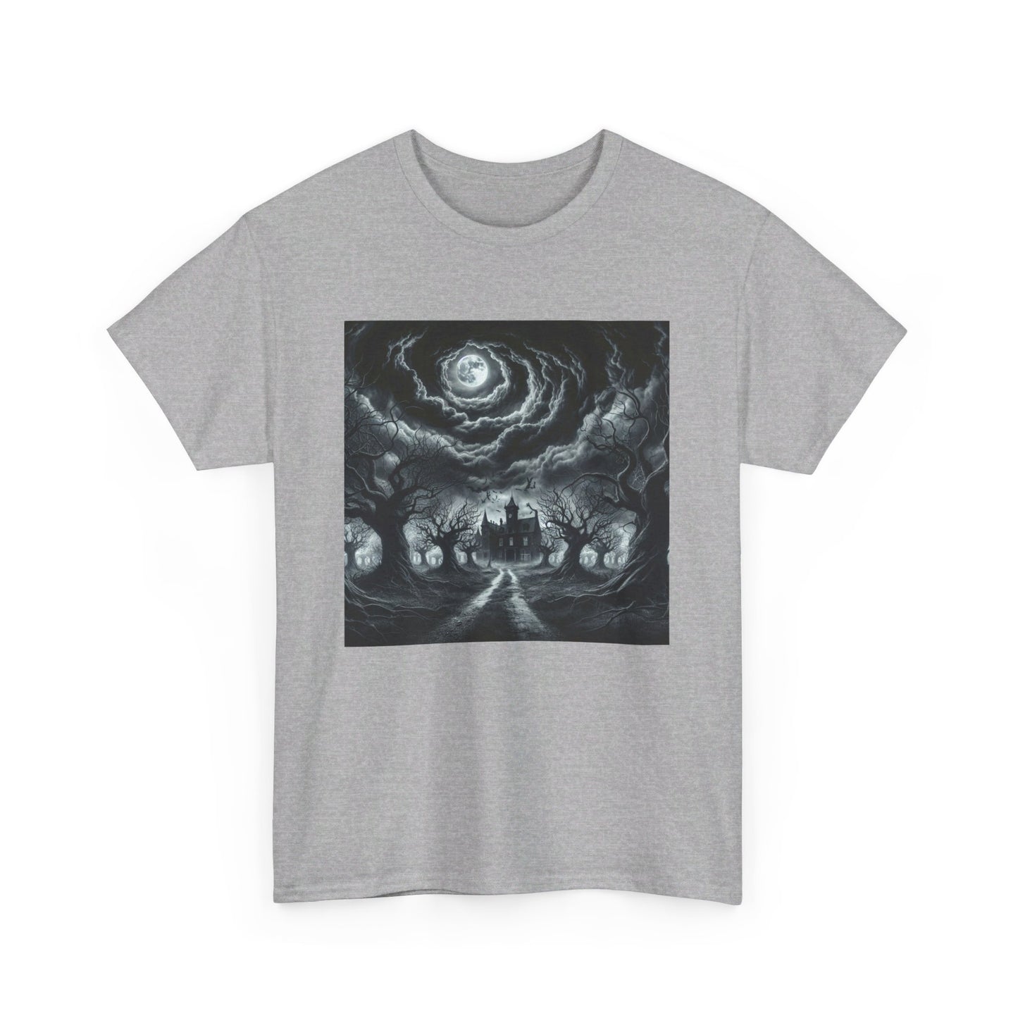 Haunted Halloween scene Unisex Heavy Cotton Tee