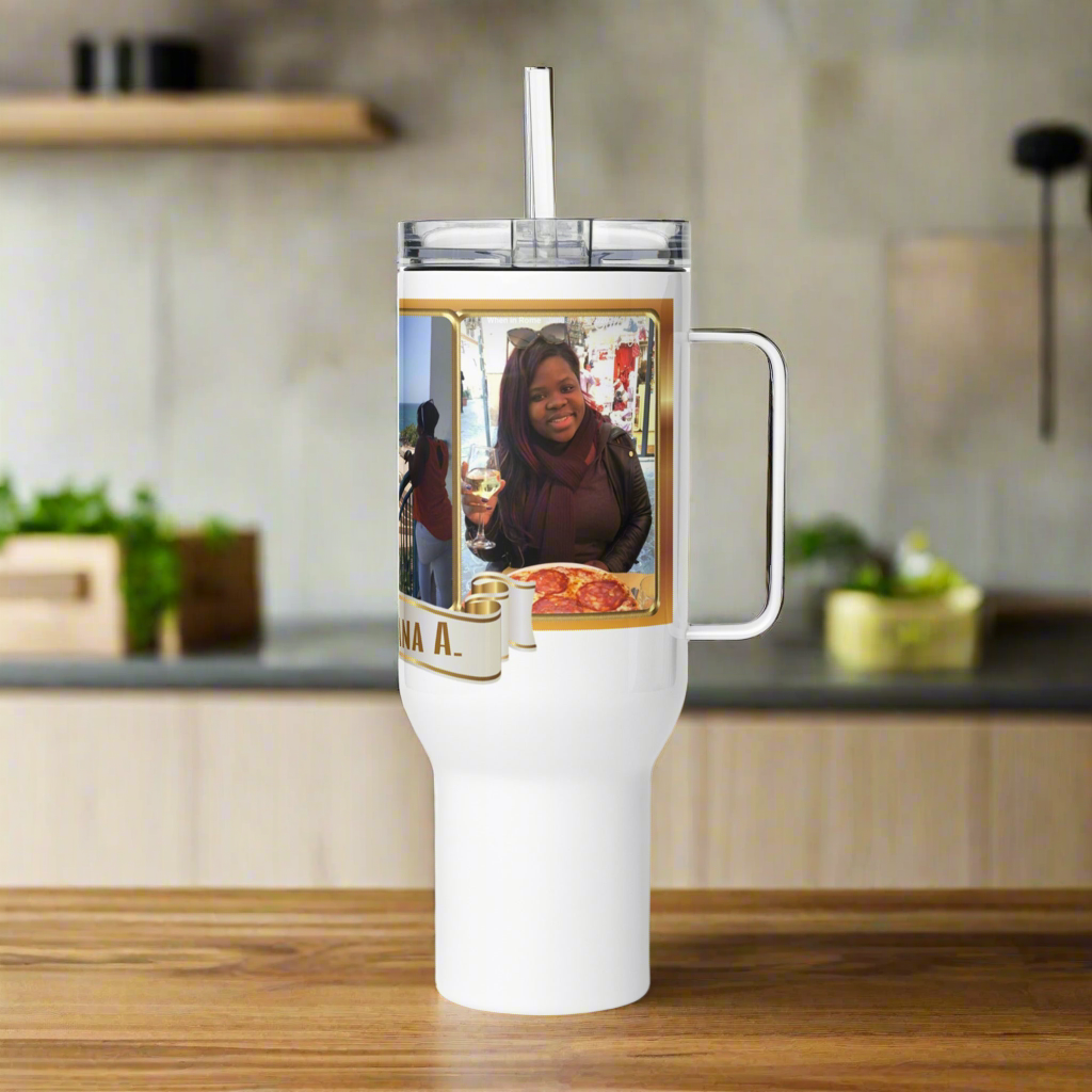Kathiana A Travel mug with a handle