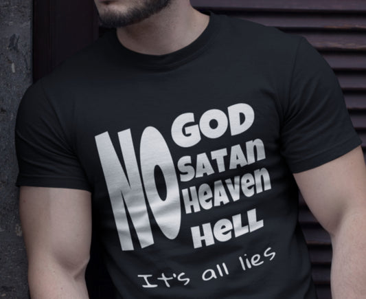 No God, Satan, Heaven, Hell Unisex Heavy Cotton Tee