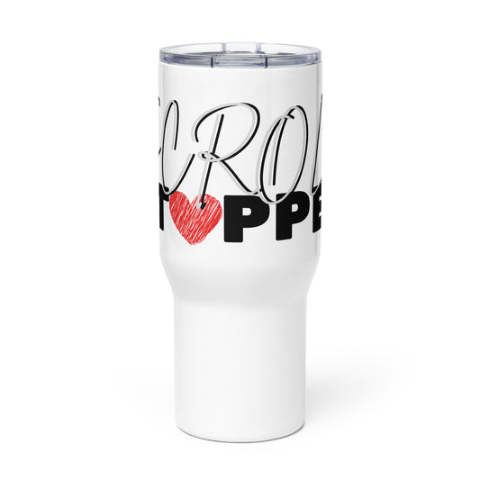 Scroll stopper heart  Travel mug with a handle