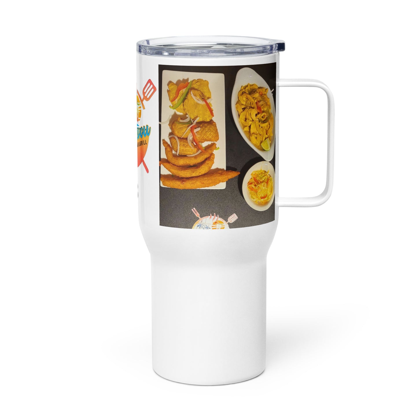 Travel mug with a handle